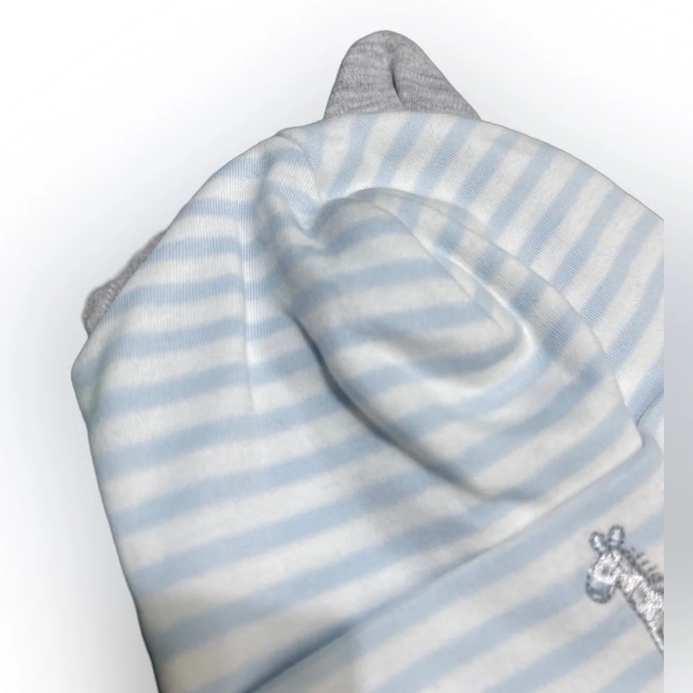 NWT Kissy Pima Light Blue Stripe Zebra Ears Hat Newborn